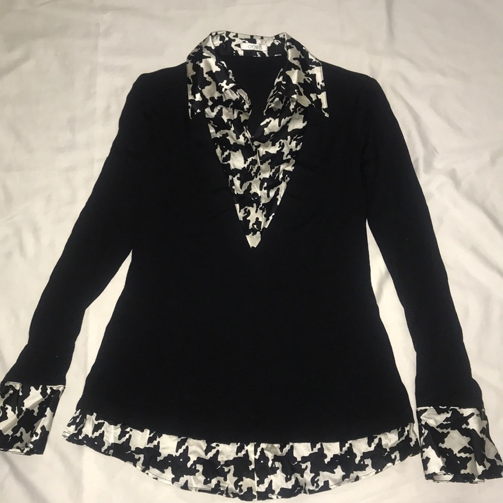 Cache mock 2pce stretch silk shirt jersey top